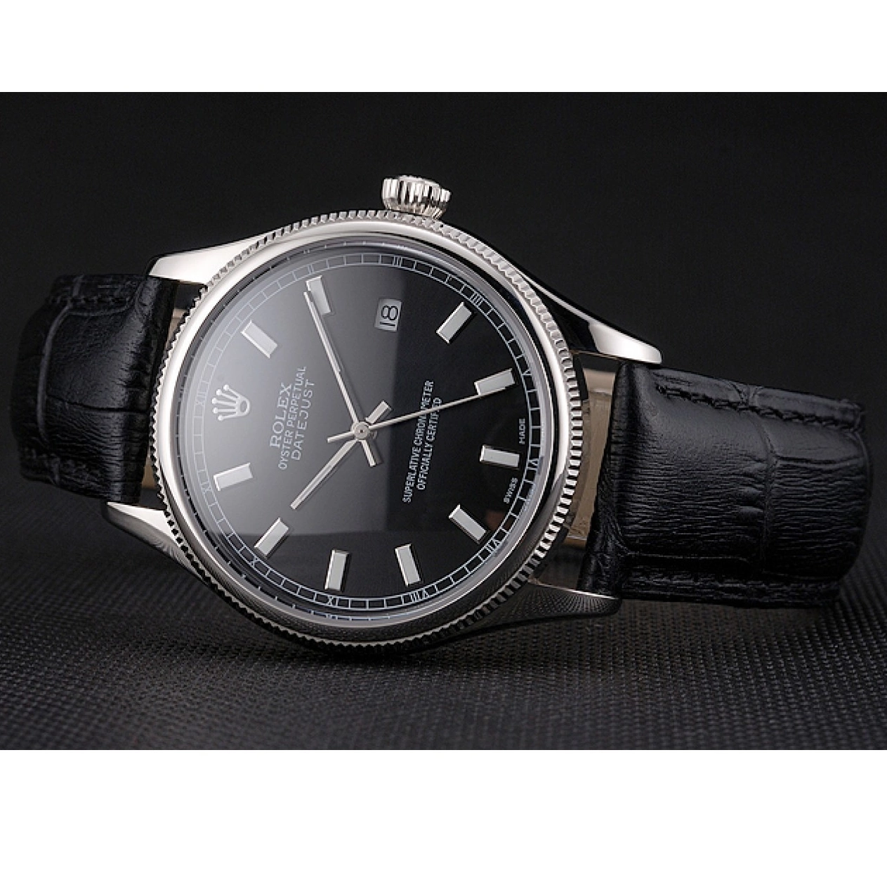 Best AAA Replica Sites Black Case Bracelet And Rolex Swiss Stainless Datejust Dial Steel 0728